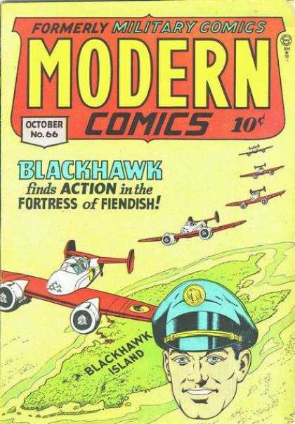 Modern Comics 66 - Formerly Military Comics - October No 66 - Blackhawk - Fortress Of Fiendish - Plane