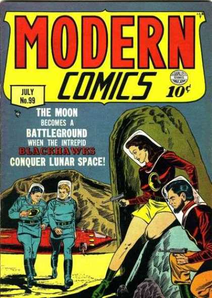 Modern Comics 99 - Girl - Man - Rocks - Spaceship - Helmet