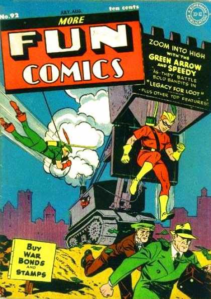 More Fun Comics 92 - Man - Sky - Buy War Bonds And Stamps - Superman Publication - City