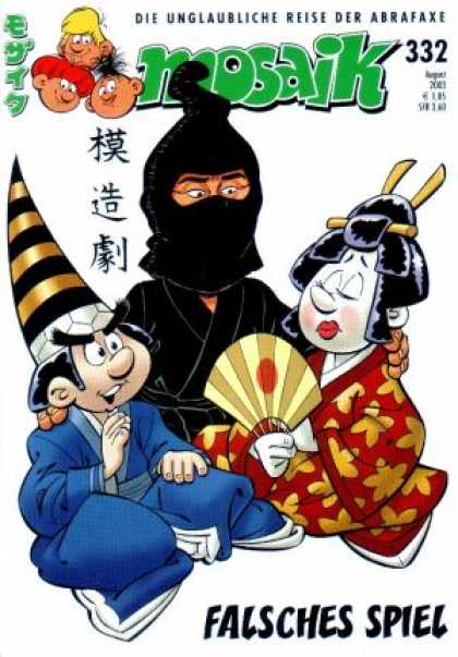 Mosaik 545 - 332 - Ninja In Hood - Geisha - Guy With Pointy Hat - Gold And Black Striped Hat