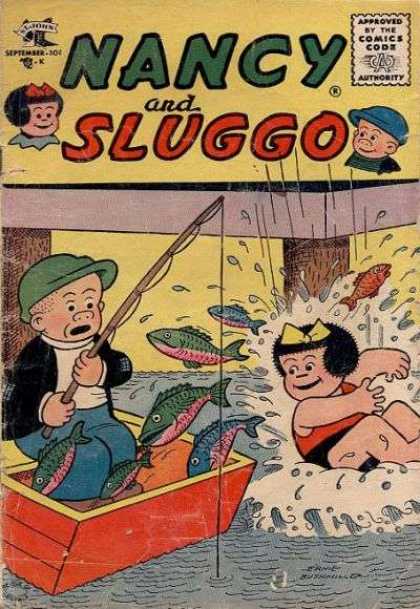 Nancy and Sluggo 136 - Fishes - Superman - Water - Superman Hat - The Great Splash