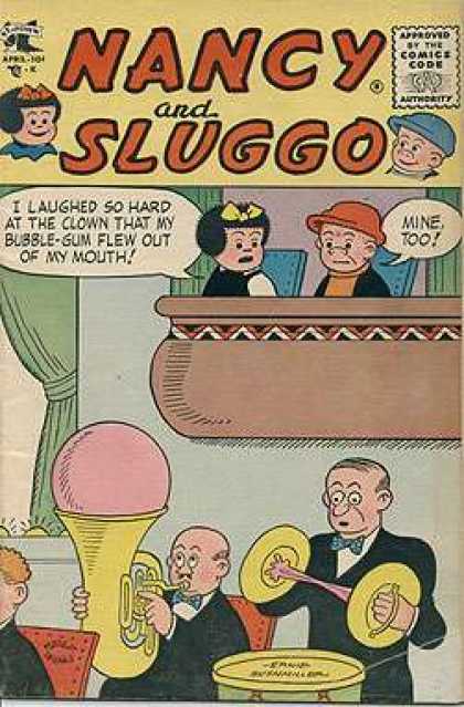 Nancy and Sluggo 143 - Band - Boy - Girl - Bubble Gum - Laugh