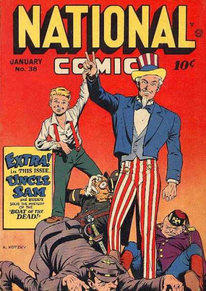 National Comics 38 - Uncle Sam - Boy - Soldiers - World War Ii - Caricatures