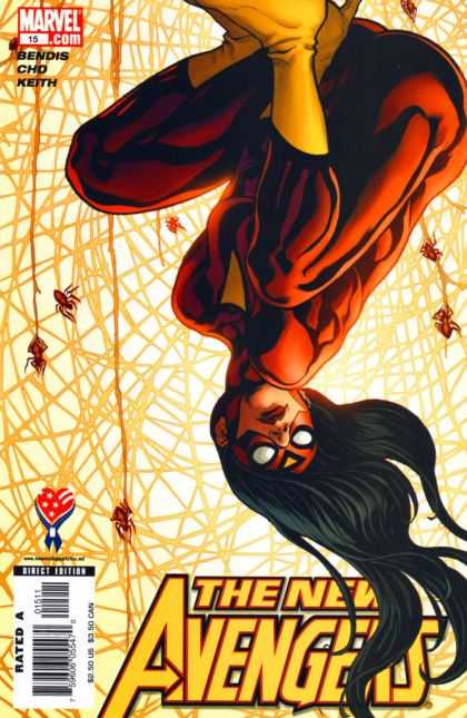 New Avengers 15 - Upside Down - Yellow Boots - Long Hair - Spiders - Hanging - Frank Cho