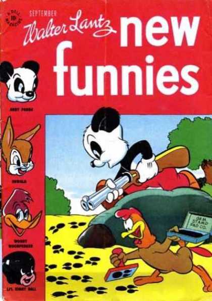 New Funnies 115 - September - Walter Lantz - Panda Bear - Shotgun - Rooster