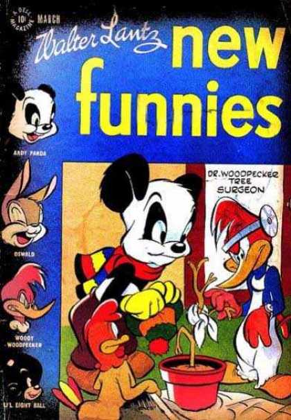 New Funnies 121 - Andy Panda - Woody Woodpecker - Oswald - Tree Surgeon - Lil Eight Ball