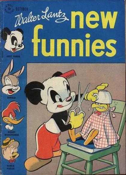 New Funnies 128 - Walter Lantz - October - Blue Cover - Andy Panda - Woody Woodypecker