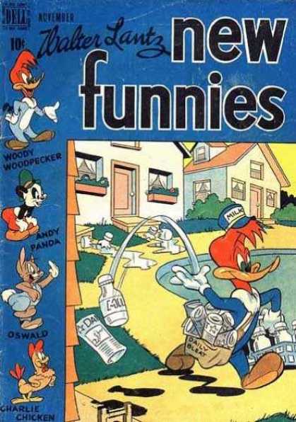New Funnies 153 - Woody Woodpecker - Walter Lantz - Milkman - Cartoons - Humor