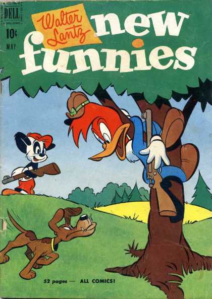 New Funnies 171 - Walter Lantz - Woodpecker - Tree - Dog - Mouse With Gun