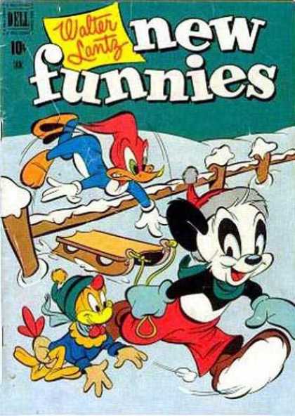 New Funnies 179 - Walter Lantz - Woodpecker - Panda - Snow - Sled