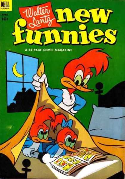 New Funnies 194 - Woody Woodpecker - Bird - Flashlight - Half Moon - Blue Bow