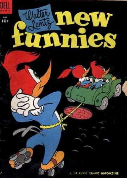 New Funnies 209 - Woody Woodpecker - Car - Manhole - Rope - Roller Skates