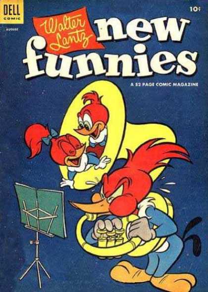 New Funnies 210 - Dell Comic - Walter Lantz - Woodpeckers - Tuba - Music Stand