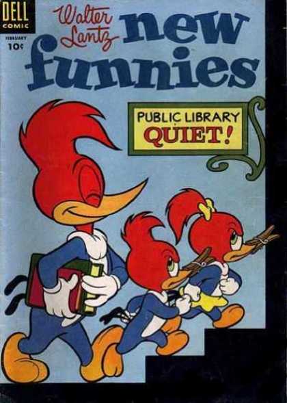 New Funnies 216 - Woody Woodpecker - Woody Goes To The Library - Woody Gets Books - Woody Gets The Kids Mad - Woody And The Kids