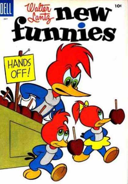 New Funnies 221 - Walter Lantz - Woody Woodpecker - Candied Apples - Hands Off Sign - Counter