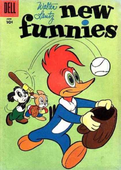 New Funnies 232 - Dell - Comic - Woody Woodpecker - Baseball