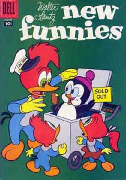 New Funnies 246 - Dell - Woody Woodpecker - Walter Lantz - Penguin - Ice Cream