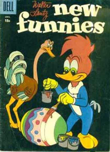 New Funnies 254 - Walter Lantz - Woody Woodpecker - Dell Comics - Easter Egg - Ostrich