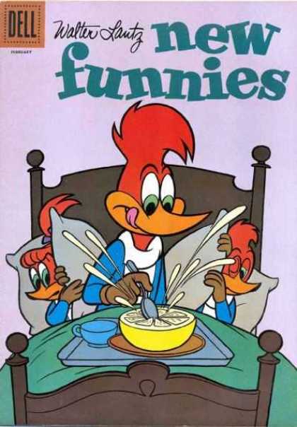 New Funnies 281 - Woody - Woodpecker - Red Headed Bird - Grapefruit - Bed