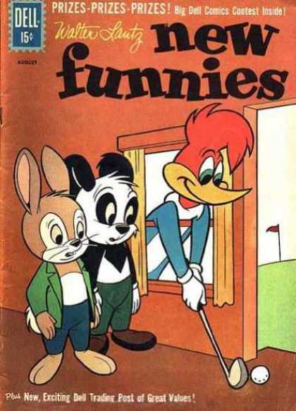 New Funnies 284 - Golf Club And Ball - Rabbit - Panda - Woodpecker - Window