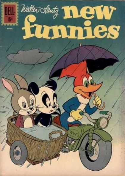 New Funnies 288 - Dell - Walter Lantz - Woody Woodpecker - Bunny - Raining