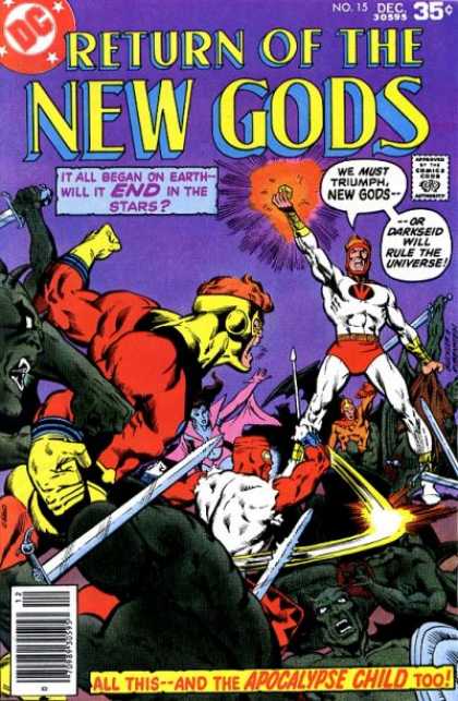 New Gods 15 - It All Began On Earth - Will It End In The Stars - We Must Triumph New Gods - Or Darkseid Will Rule The Universe - All This - And The Apocalypse Child Too - Return Of The - Josef Rubinstein, Richard Buckler