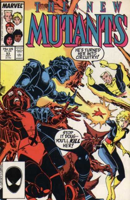 New Mutants 53 - Marvel Comics - Cannonball - Wolfsbaine - Boom Boom - Dani - Rick Leonardi, Terry Austin