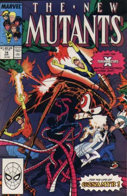 New Mutants 74 - Marvel - Xterminators - Pyro - Gosamyr - Spider-man - Bret Blevins