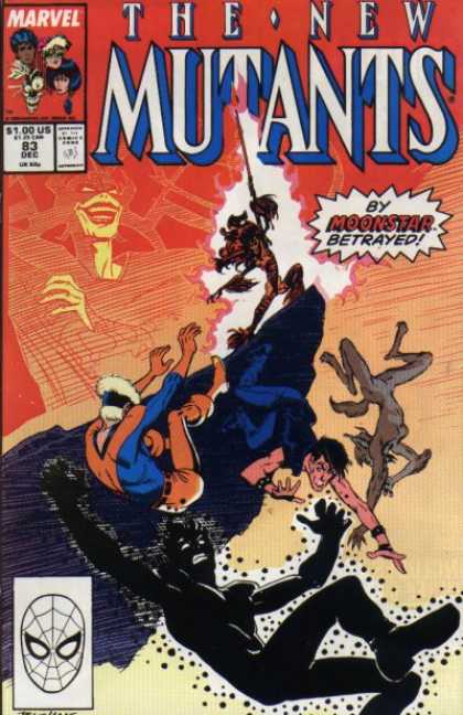 New Mutants 83 - Betrayed - Transparent Image Of Women Laughing Wickedly - Wrestling Figures - Kicking In Mid-air - Costumes - Bret Blevins