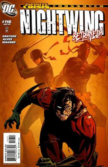 Nightwing 116 - Infinite Crisis Crossover - Nightwing Betrayed - Ninjas - Swords - Torn Costume - Phil Hester