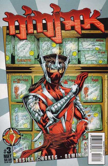 Ninjak 3 - Masked Person - 3 - Toys In Background - Red Sash - Fighting Stance - Jimmy Palmiotti, Joe Quesada