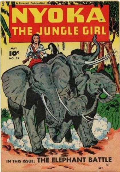 Nyoka the Jungle Girl 19 - Elephants - The Elephant Battle - Vintage Comics - Heroine - Jungle