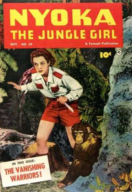 Nyoka the Jungle Girl 59 - Nyoka The Jungle Girl - The Vanishing Warriors - Red Shorts - Knife - Ape
