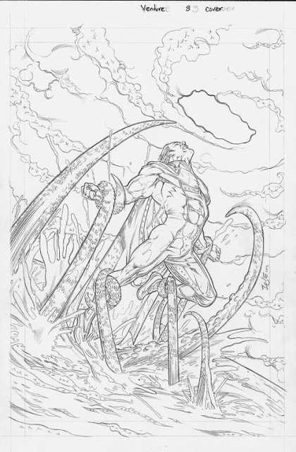Original Cover Art - Venture - Octopus - Sky - Water - Super Hero - Muscles