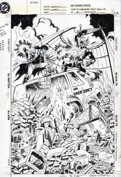 Original Cover Art - Hawkman #8 Cover - Emergency - Destruction - Broken Television - Magic - Fighting
