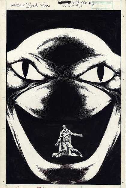 Original Cover Art - Warlock #2 Back Cover Art (1982) - Swallow - Warlock - Trapped - Reptile - Snake