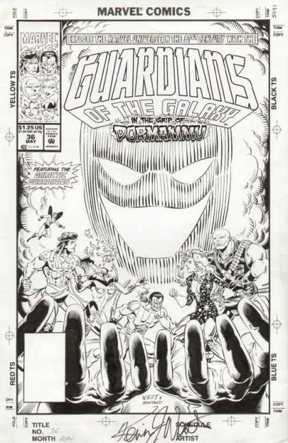 Original Cover Art - Guardians of the Galaxy - Marvel - Guardians Of The Galaxy - Black And White - Superheroes - Hands
