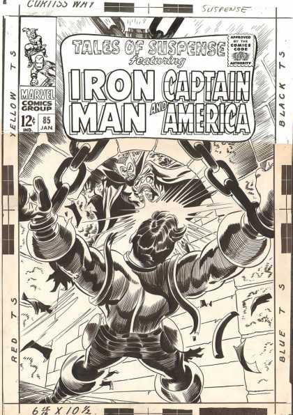 Original Cover Art - Tales Of Suspense #85 DRAWN COVER (Large Art) 1966 - Iron Man - Captain America - Tales Of Suspense - Marvel - January