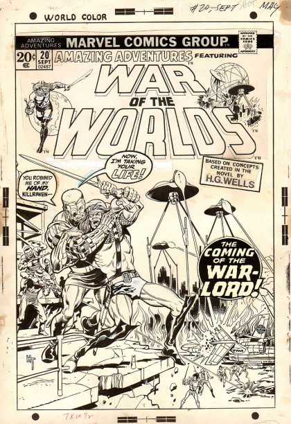 Original Cover Art - Amazing Adventures #20 Cover (1973) - War Of The Worlds - Aliens - Tripod - Warlord - September 1920