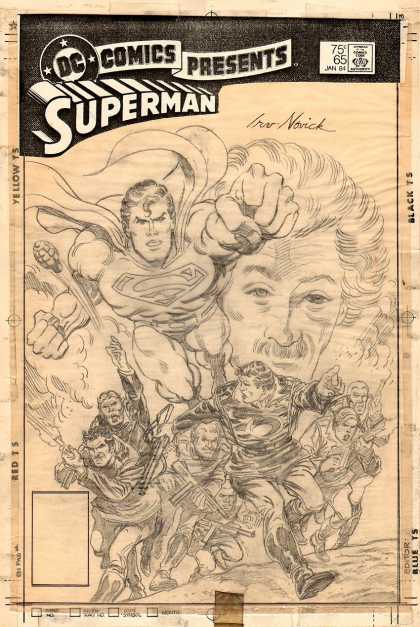 Original Cover Art - DC Comics Presents #69 PENCILED Cover (1983) - Dc Comics - Superman - Approved By The Comics Code Authority - Red Ts - Yellow Ts