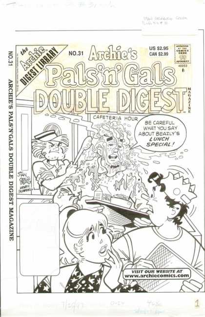 Original Cover Art - Pal's n Gals Double Digest - Lunch - Cafeteria - Careful - Tray - Stan Goldberg