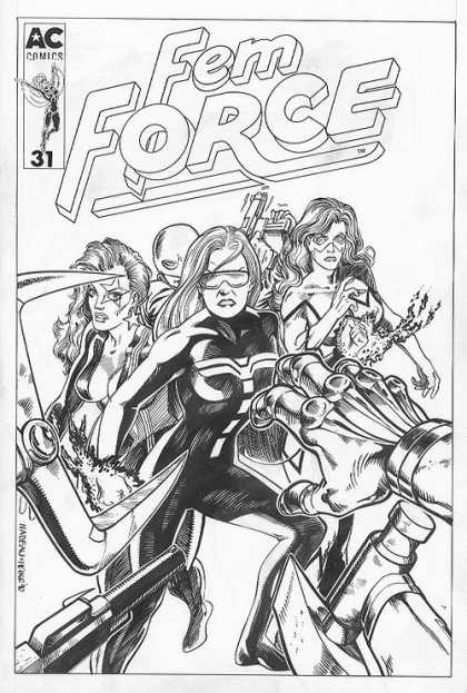 Original Cover Art - Fem Force - Females - Guns - Fight - Claw - Sexy Outfit