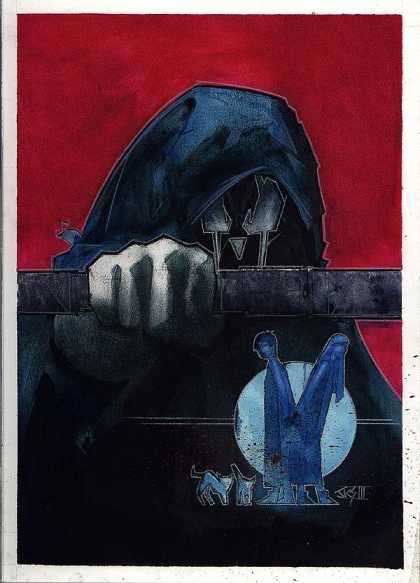 Original Cover Art - Grendel: God And The Devil (2003) - Sword - Red - Cape - Hand - Grey Eyes