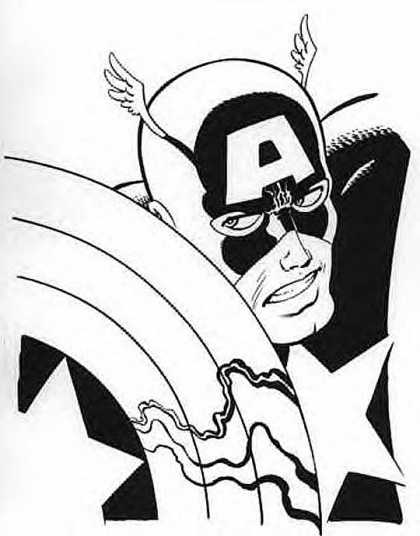 Original Cover Art - Captain America pinup for T-Shirt Design - Inverted - Shallow - Black Anger - White Truth - Searching