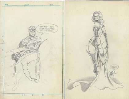 Original Cover Art - Incomplete penciled 1977 Marvel Teamup Cover with extra on back!
