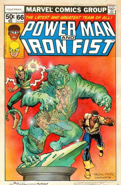 Original Cover Art - Power Man and Iron Fist #66 Cover (1980) - Frank Miller - Marvel Comics - Wildcat - Black Hero - Fights