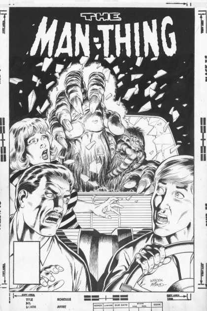 Original Cover Art - Manthing #6 Alternate Cover Â  - The Man-thing - Claw - Windshield Car - Steering Wheel - Carseat