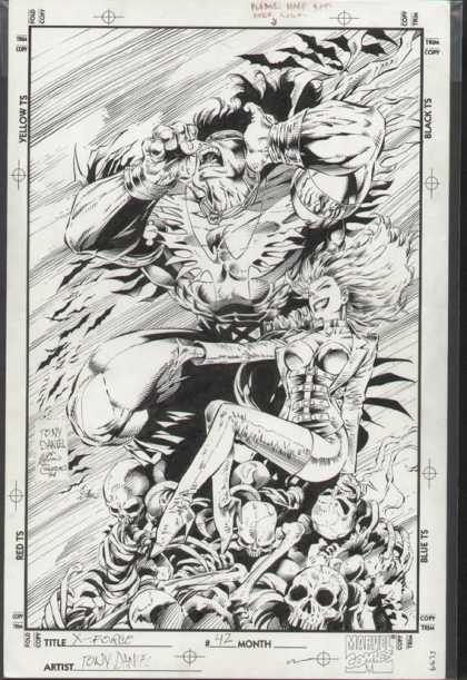 Original Cover Art - X-Force - Black And White - Monster - Evil Woman - Tony - X Force