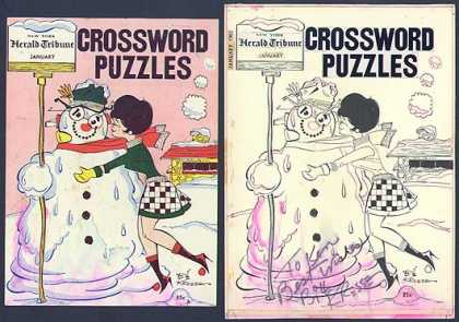 Original Cover Art - 1965 Snowman Crossword Puzzle Cover Art