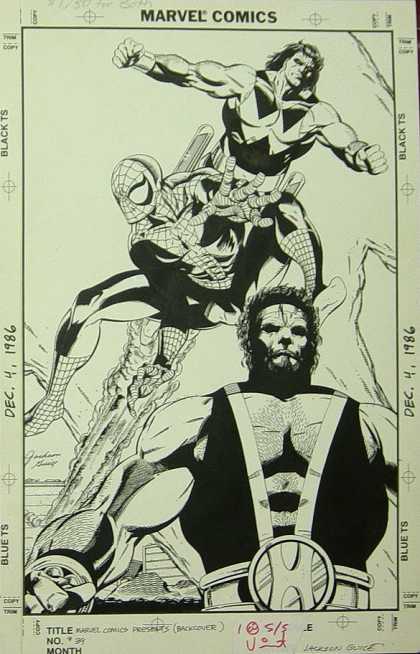 Original Cover Art - Marvel Comics Presents - Spiderman - Strong Man - Superheros - Fighting - Big Body